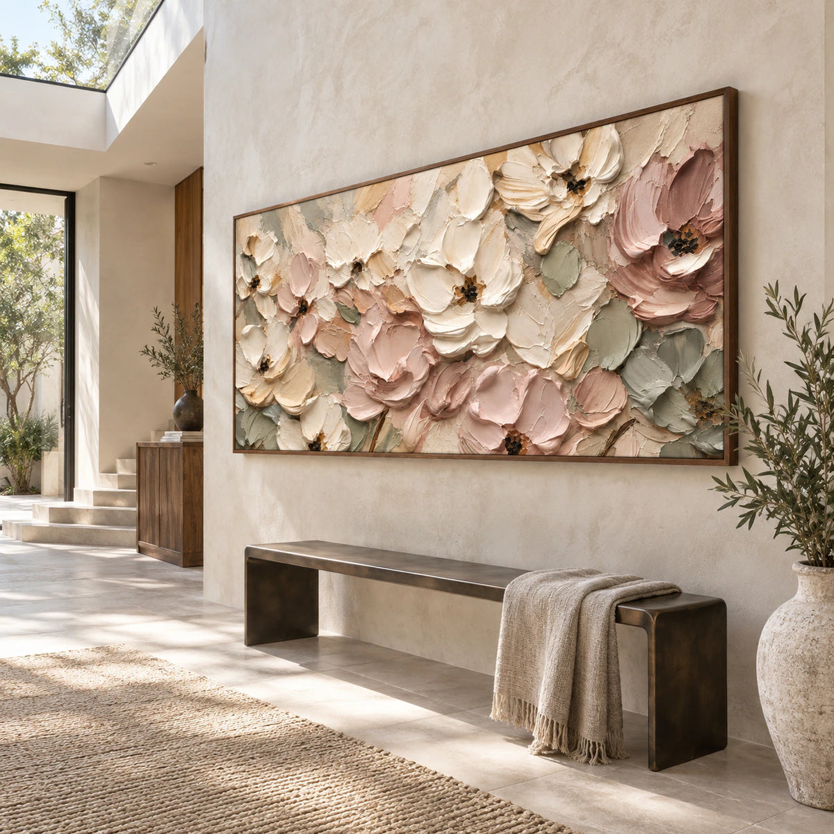 Blush-Garden at gallery scale in a luminous contemporary foyer.