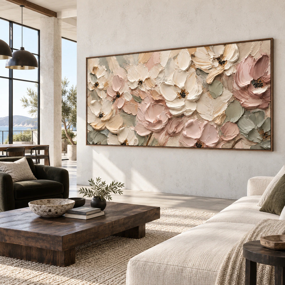 Blush-Garden featured prominently in an expansive daylight loft interior.
