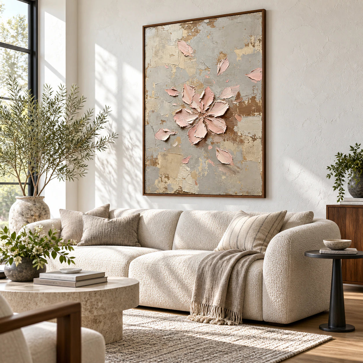 Blush-Vestige as the focal point in a bright contemporary living room.