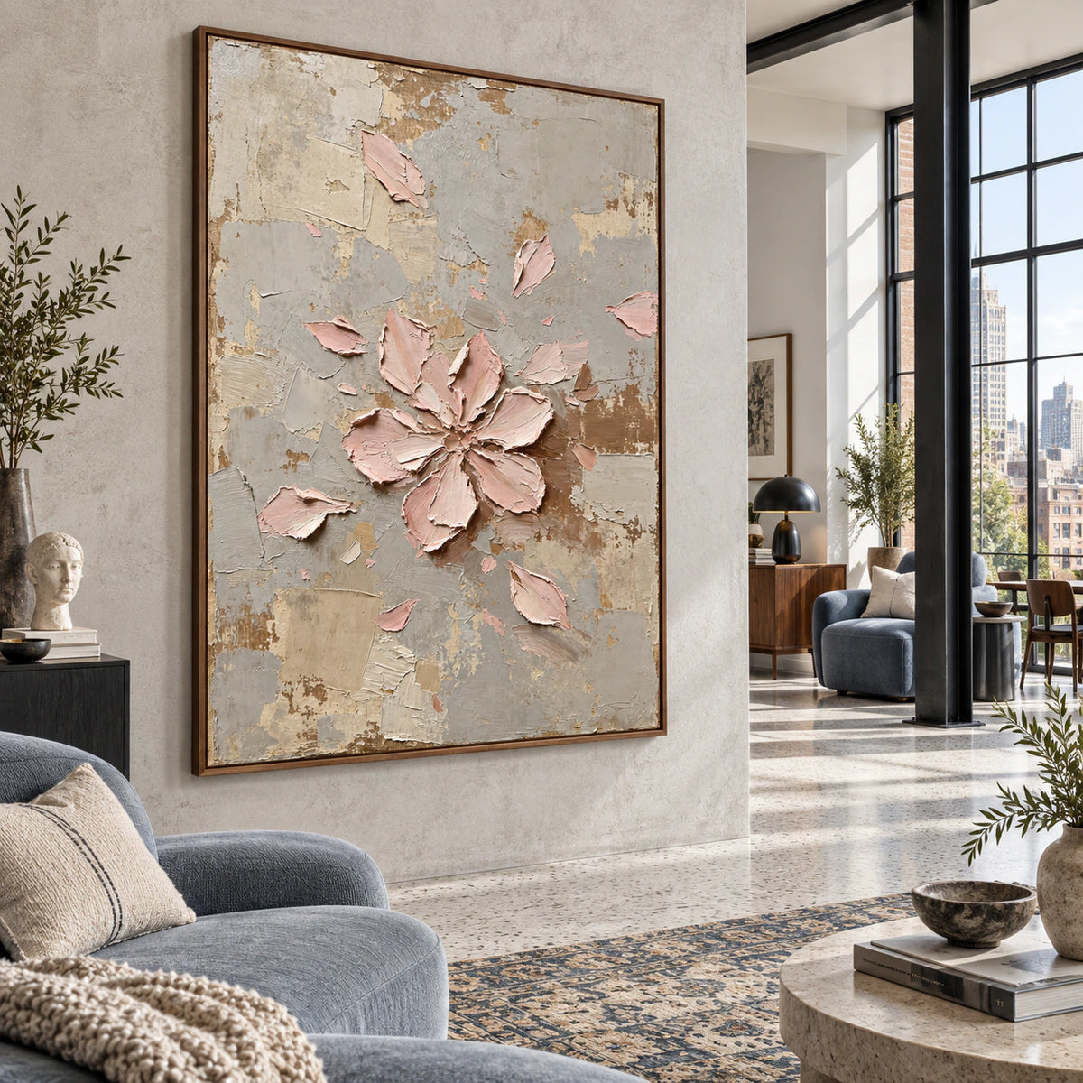 Blush-Vestige featured prominently in an expansive loft hospitality interior.