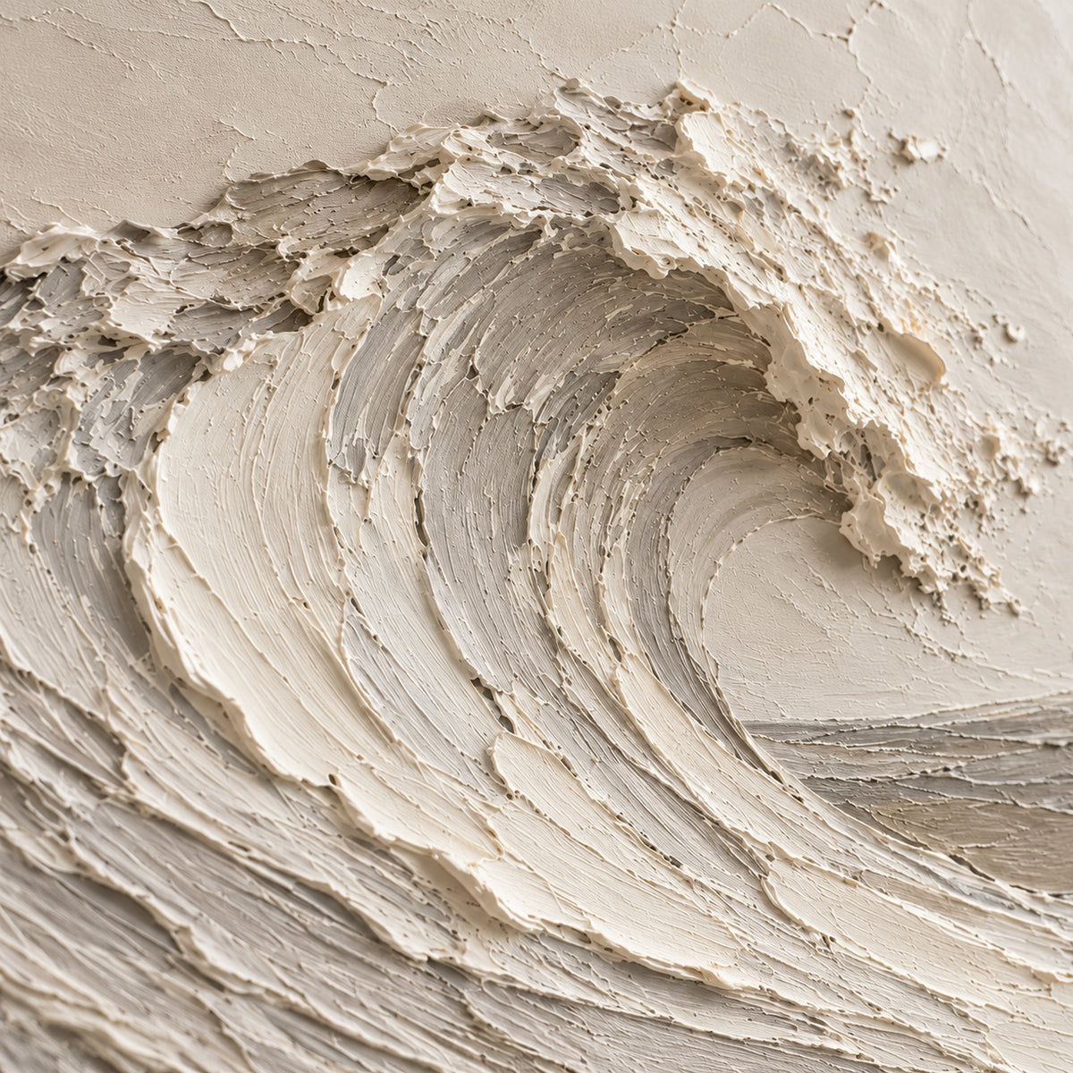 Breakers-Quiet oil painting brushwork and impasto detail photographed from an oblique side angle