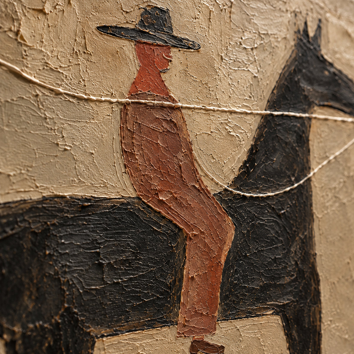Bridle-Nocturne oil painting brushwork and impasto detail photographed from an oblique side angle