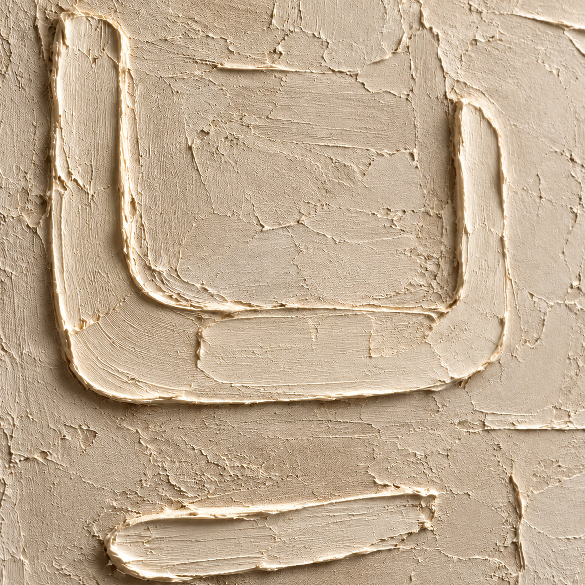 Calcite-Labyrinth oil painting brushwork and impasto detail photographed from an oblique side angle