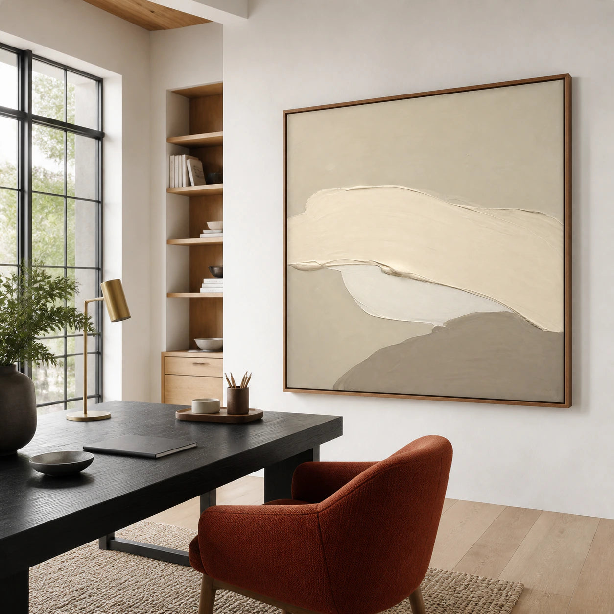 Calm-Relief featured in an airy home office and reading space.