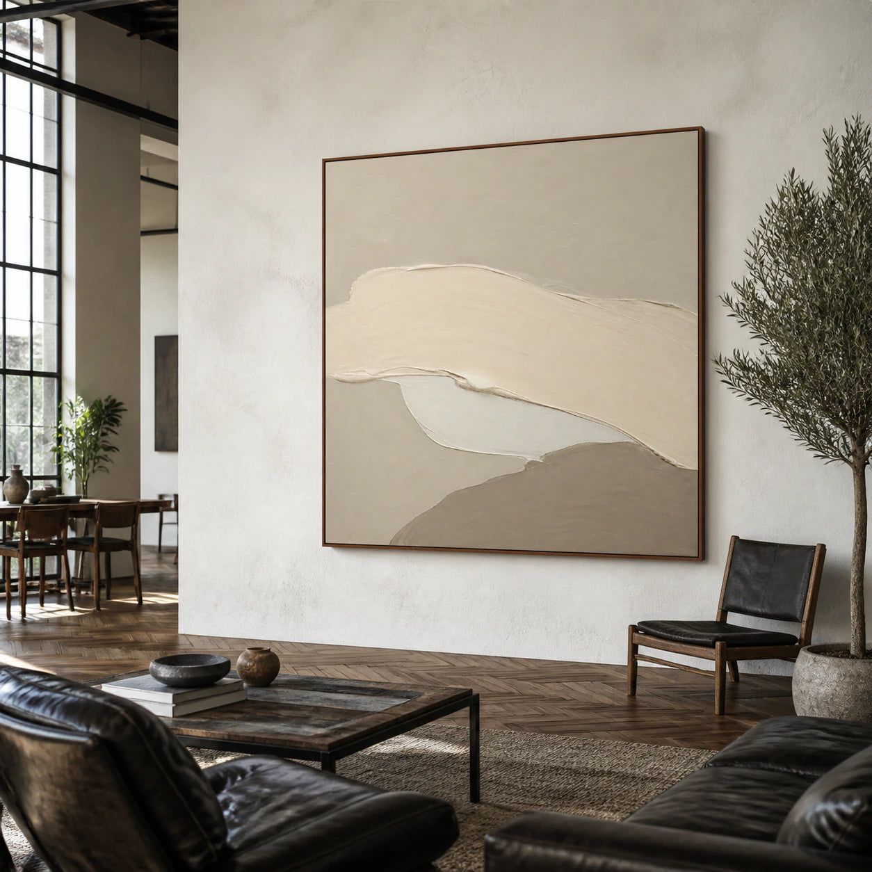 Calm-Relief displayed prominently in an expansive loft hospitality interior.