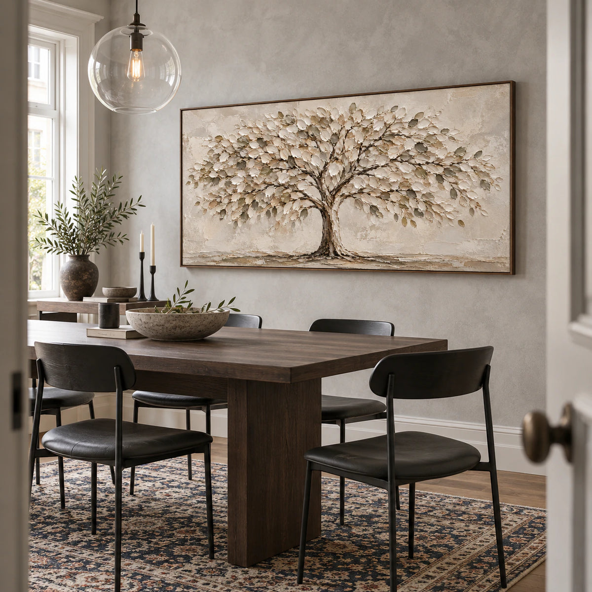 Canopy-Reverie as the focal point of a refined sunlit dining room.