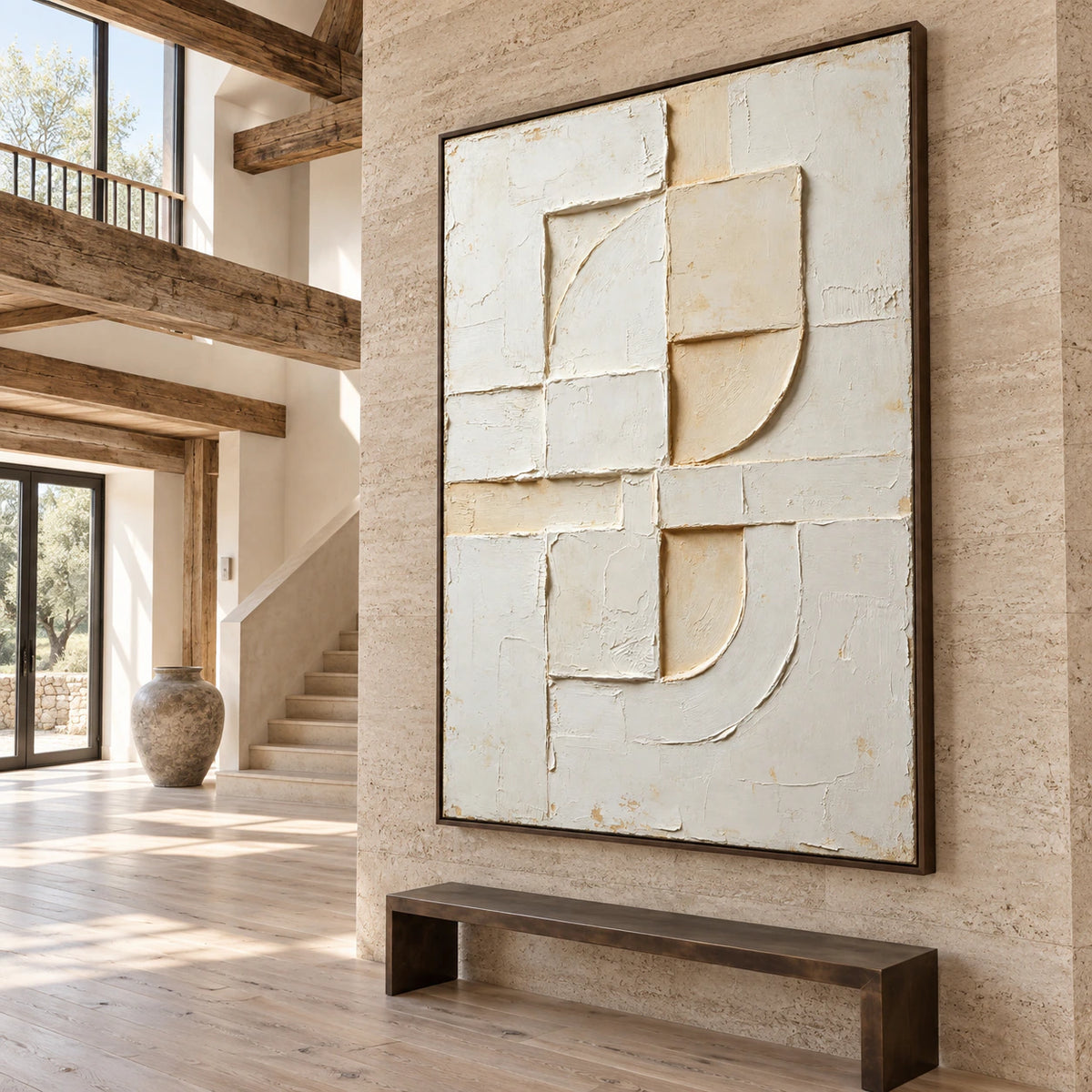 Chalk-Arc at gallery scale in a bright sculptural foyer.