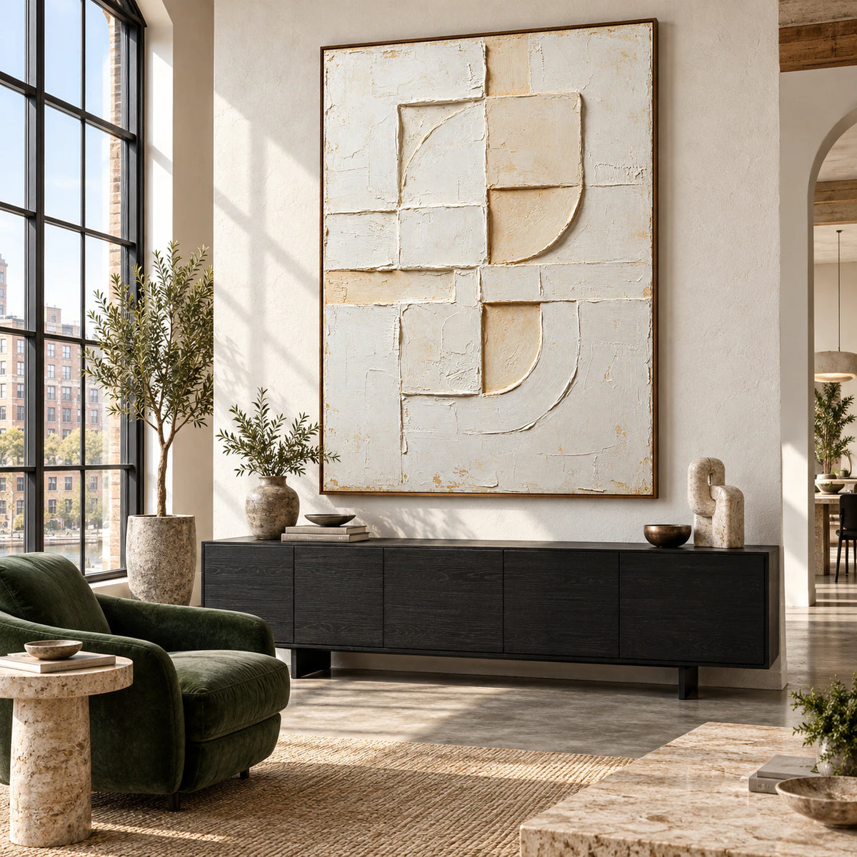 Chalk-Arc featured prominently in an open, daylight-filled hospitality loft.