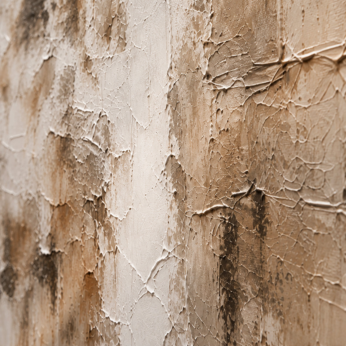 Chalk-Ember oil painting brushwork and impasto detail photographed from an oblique side angle