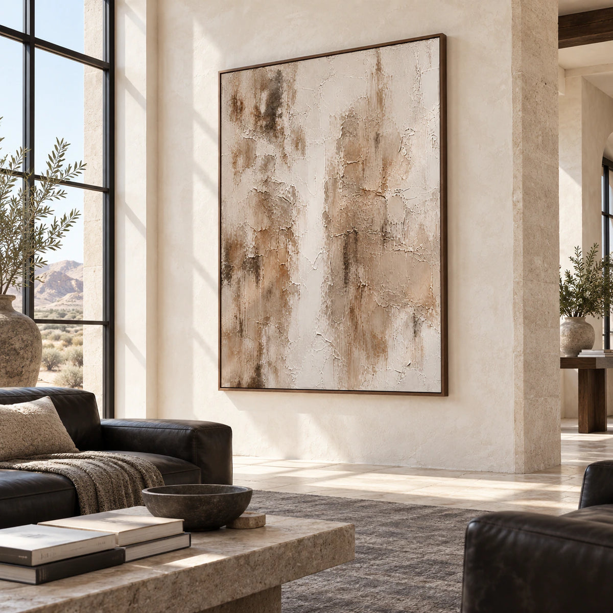 Chalk-Ember featured at large scale in an open hospitality loft interior.