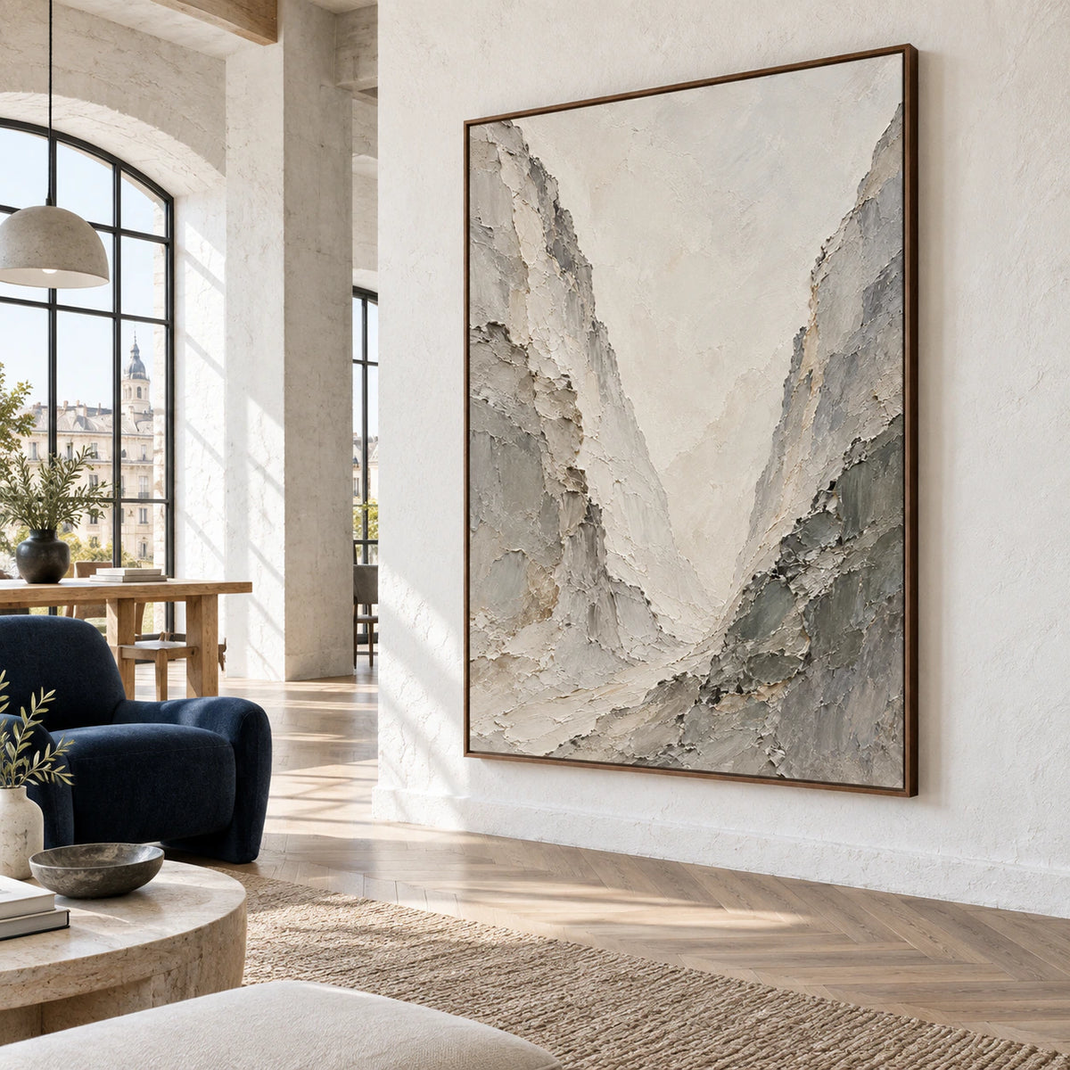 Chalk-Ravine featured in an expansive daylight-filled hospitality loft.