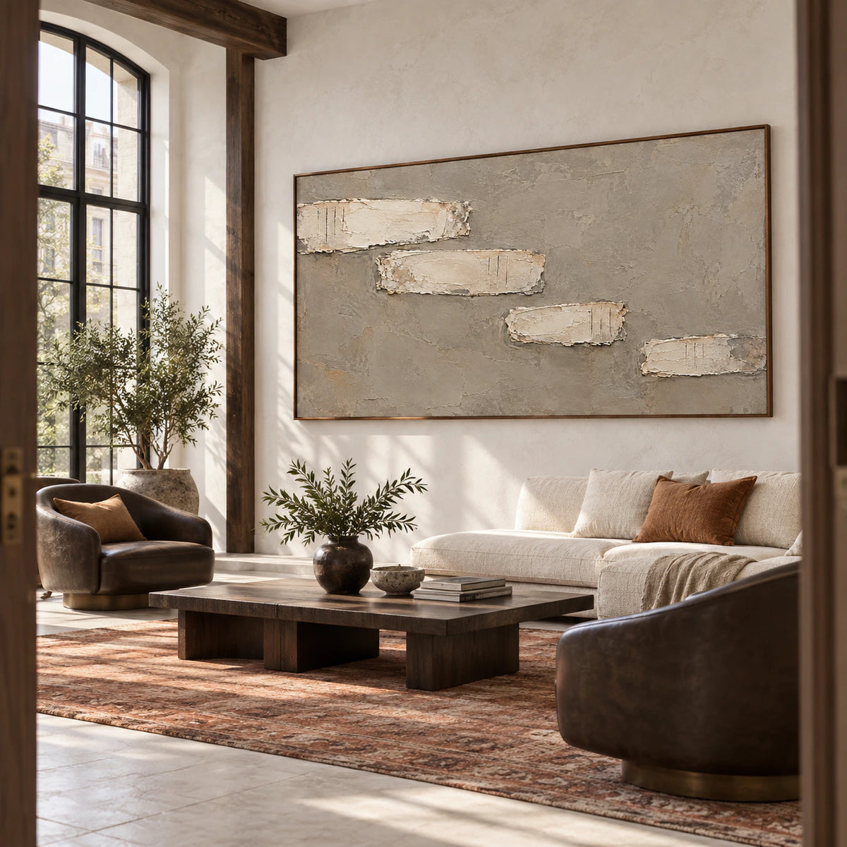 Chalk-Relief as a large-scale focal point in an expansive daylight-filled loft interior.