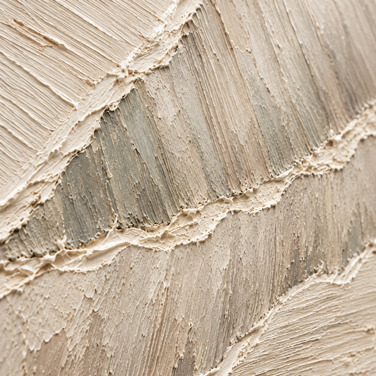 Chalk-Ridges oil painting brushwork and impasto detail photographed from an oblique side angle