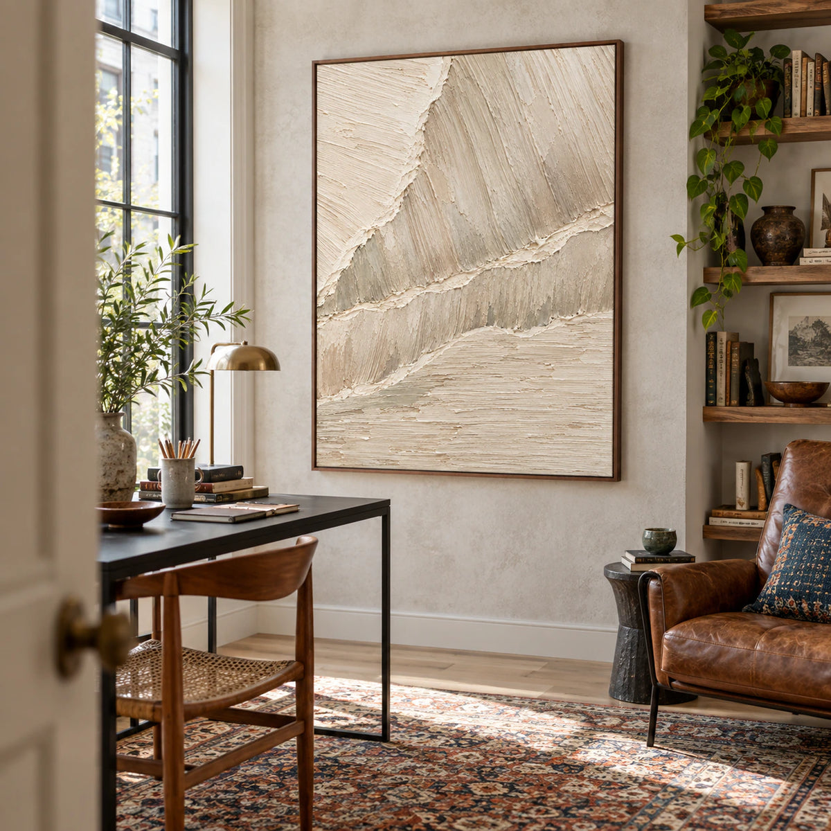 Chalk-Ridges displayed prominently in an airy home office reading space.