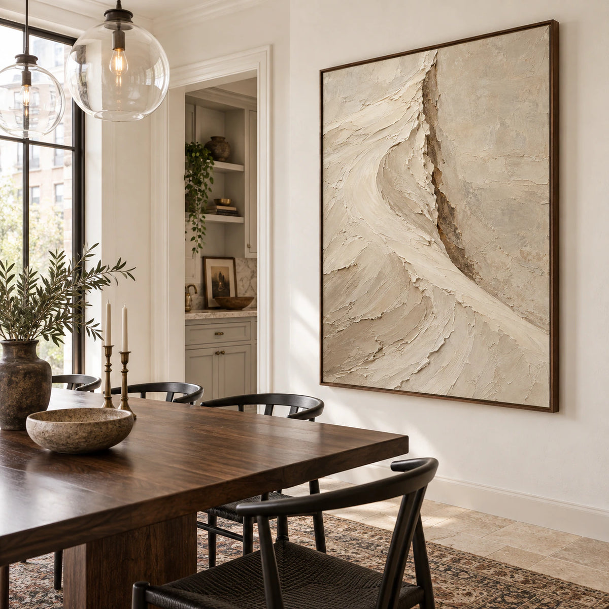 Chalk-Rift as the focal point of a refined daylight-filled dining room.