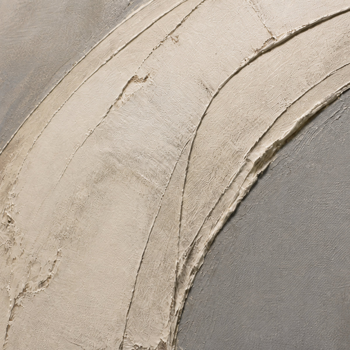 Chalk-Span oil painting brushwork and impasto detail photographed from an oblique side angle