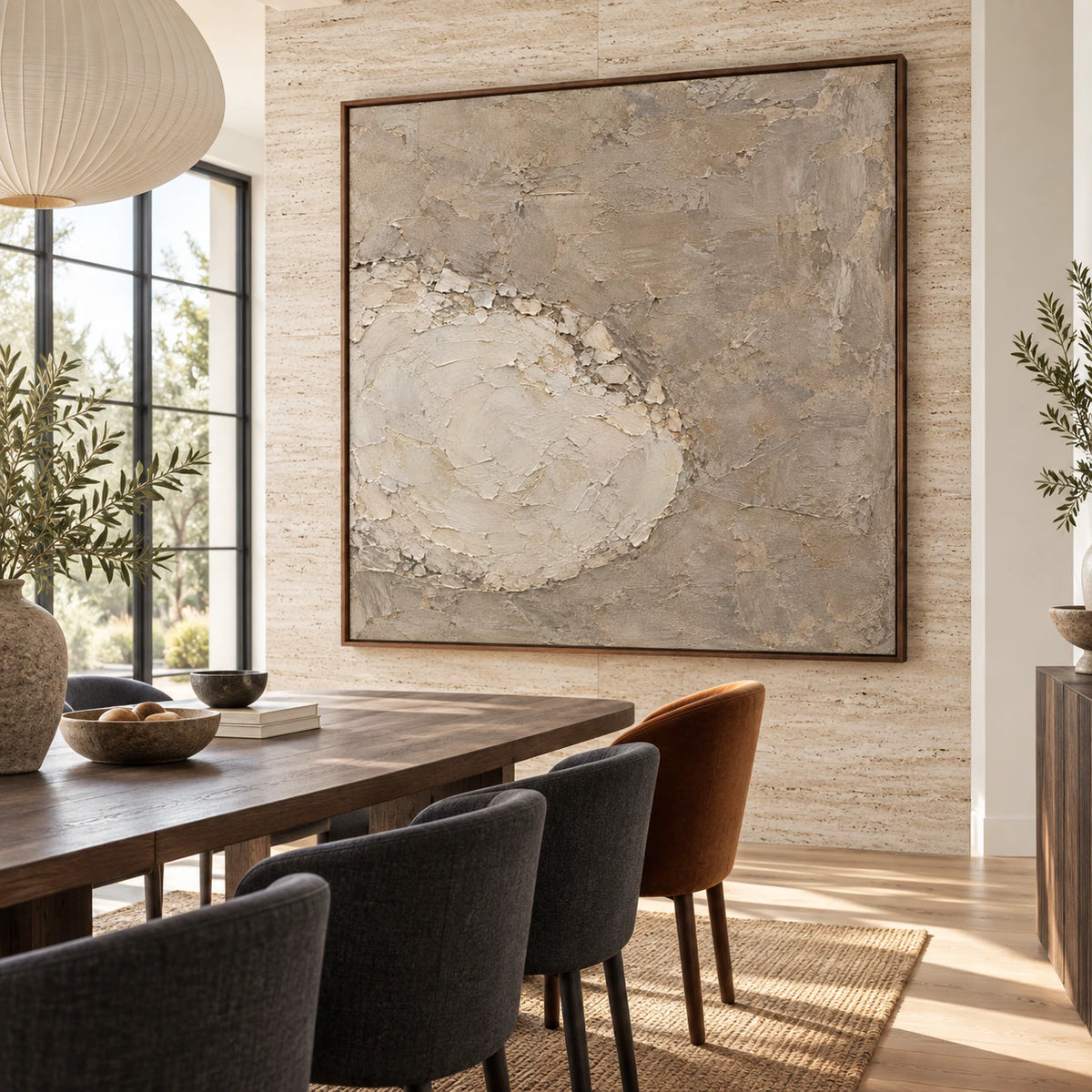 Chalk-Strata displayed above a refined dining setting in daylight.