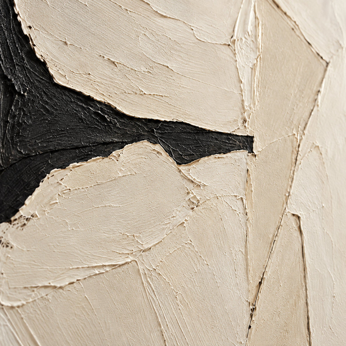 Chalk-Threshold oil painting brushwork and impasto detail photographed from an oblique side angle