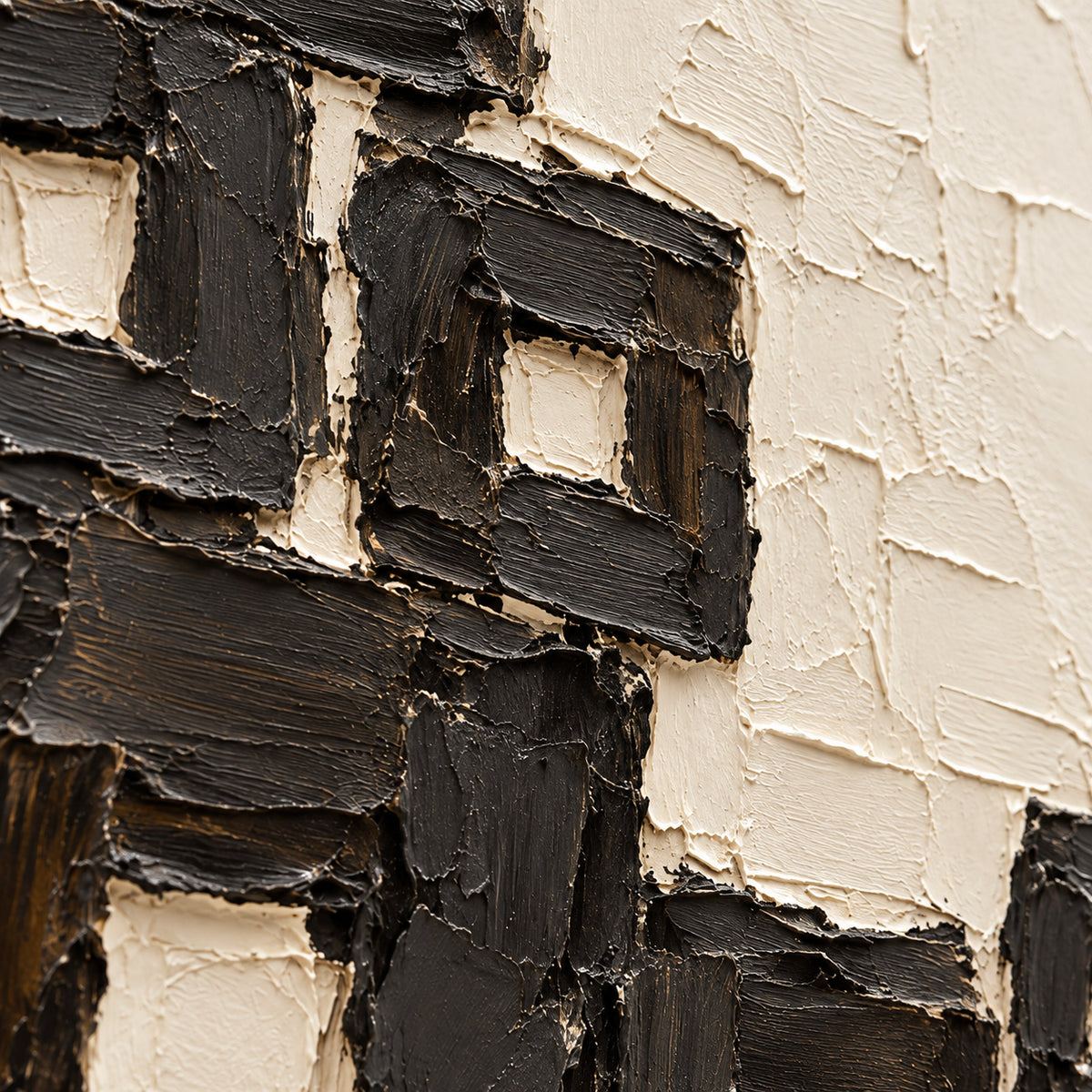 Charcoal-Staircase oil painting brushwork and impasto detail photographed from an oblique side angle