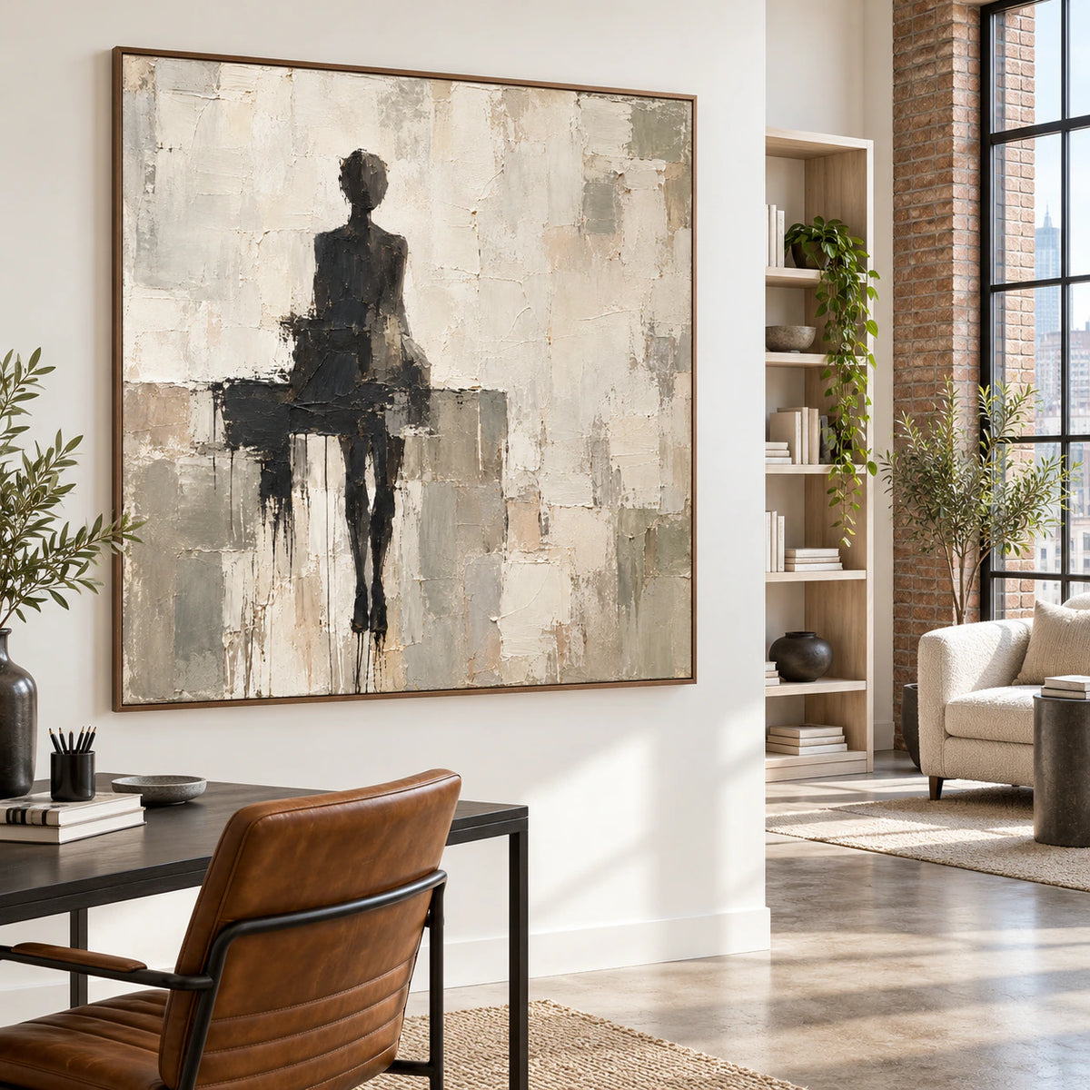Charcoal-Threshold in an airy home office reading space with natural daylight.