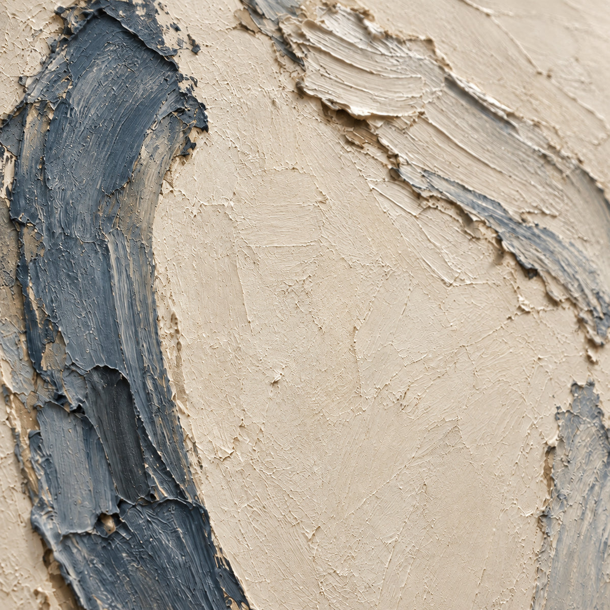 Cinder-Arc oil painting brushwork and impasto detail photographed from an oblique side angle