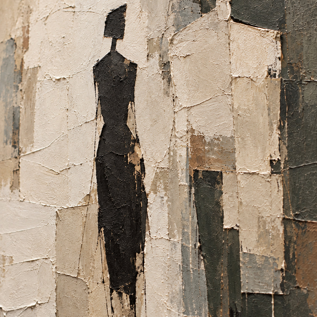 Cinder-Assembly oil painting brushwork and impasto detail photographed from an oblique side angle