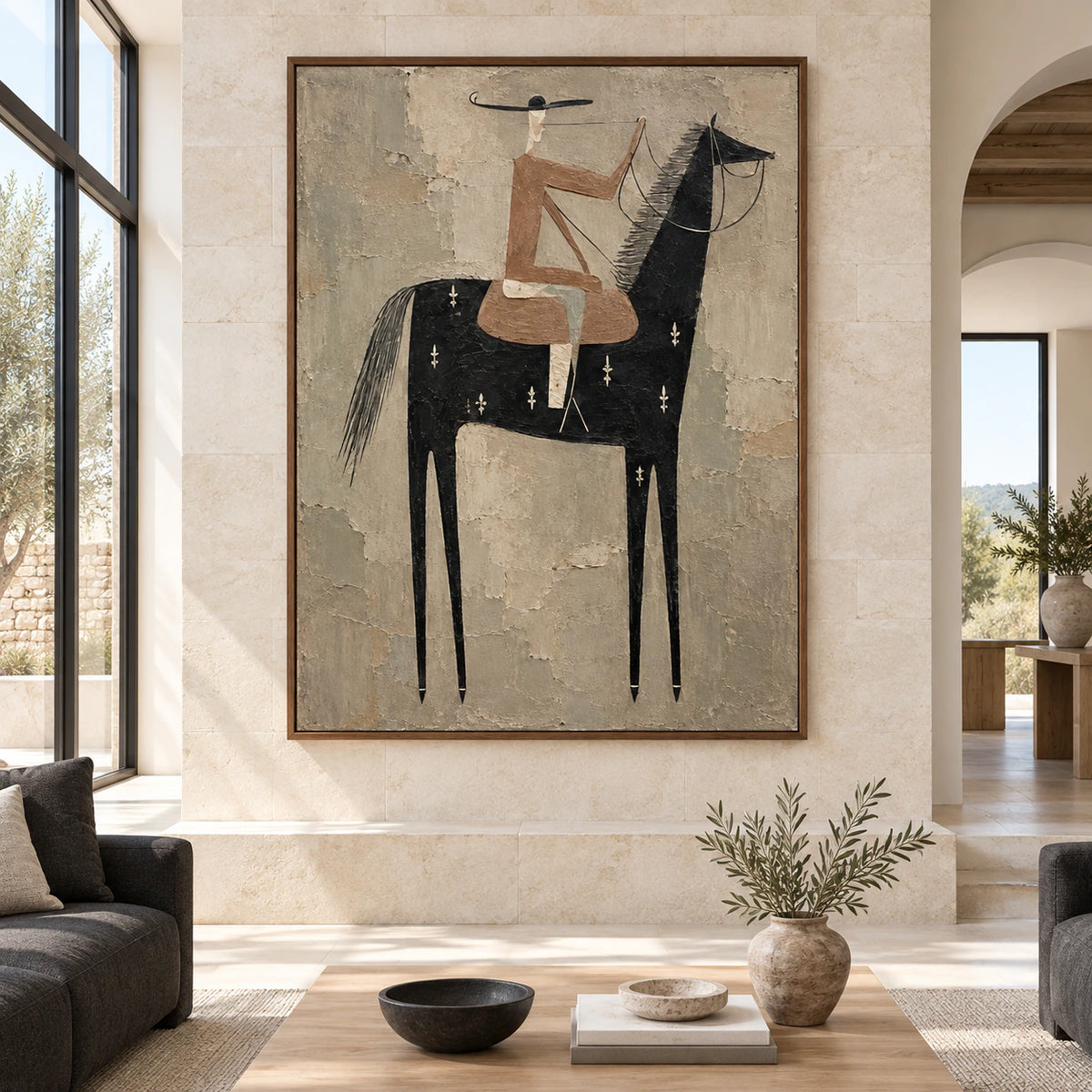 Cinder-Canter displayed at large scale, straight-on in an expansive sunlit interior.