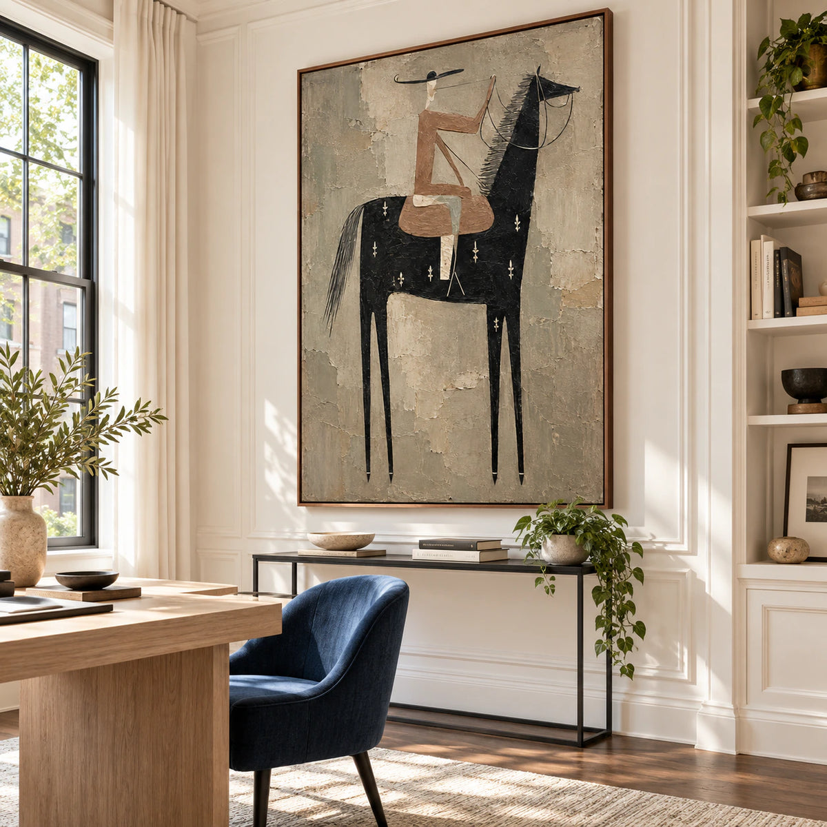 Cinder-Canter in an airy home office and reading space with natural daylight.