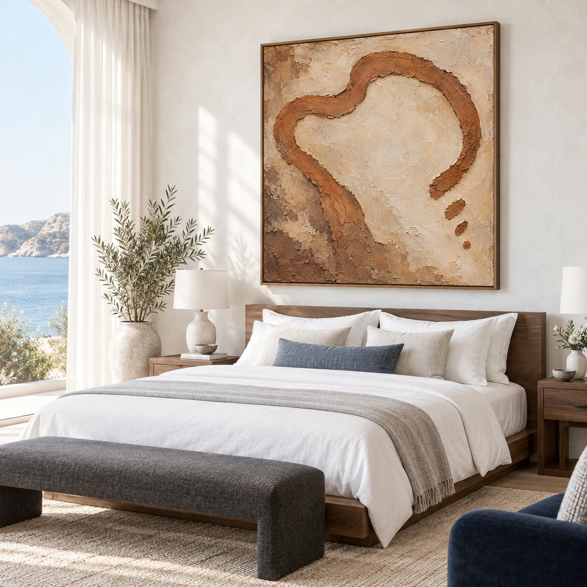 Clay-Loop displayed at large scale in a quiet, naturally lit bedroom.