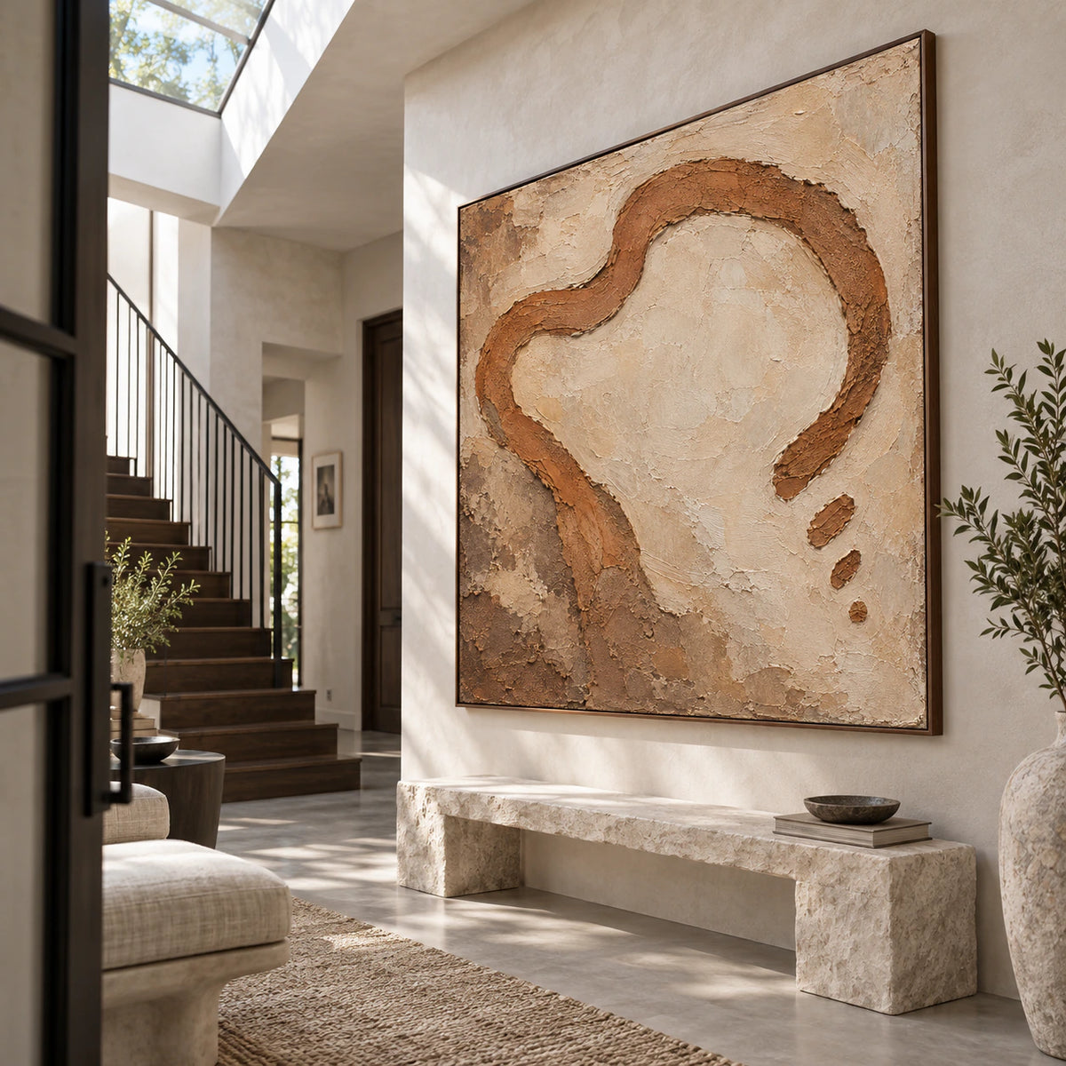 Clay-Loop presented at gallery scale in a bright, sculptural foyer.