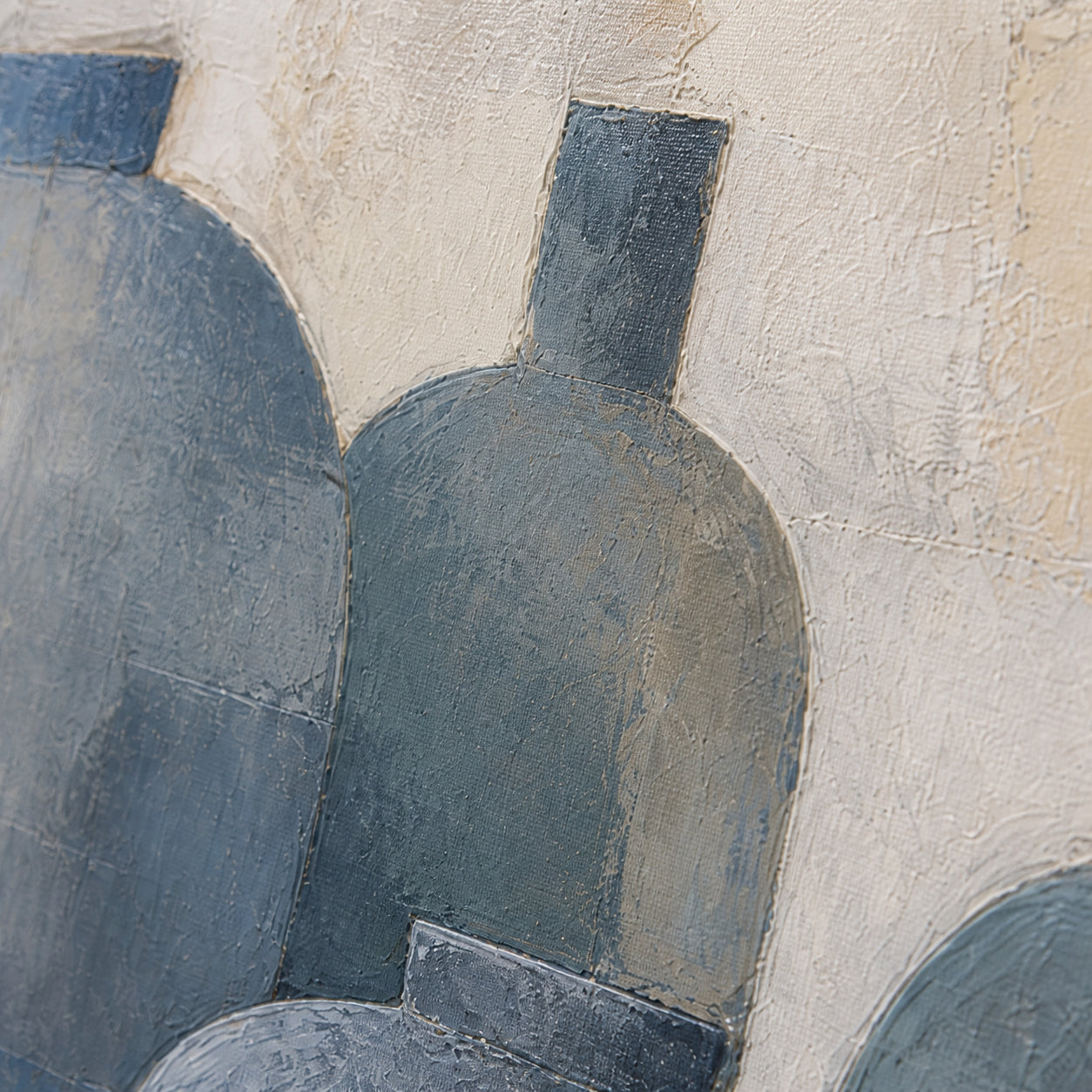 Cobalt-Vessels oil painting brushwork and impasto detail photographed from an oblique side angle