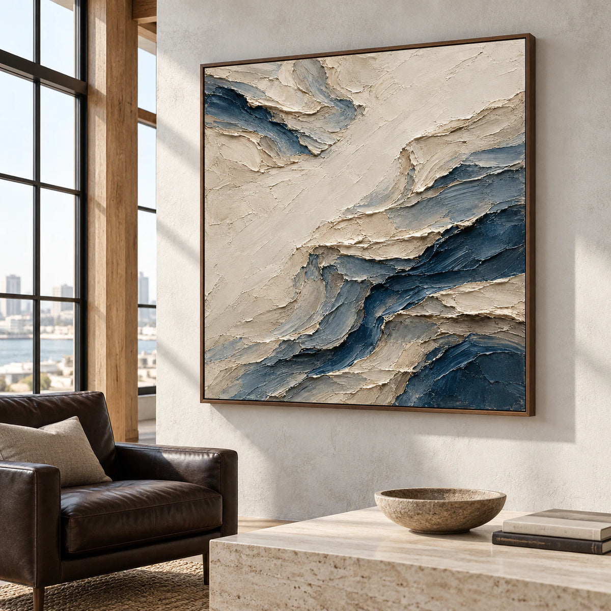 Cobalt-Weft stands out in an expansive hospitality loft with open architectural volume.