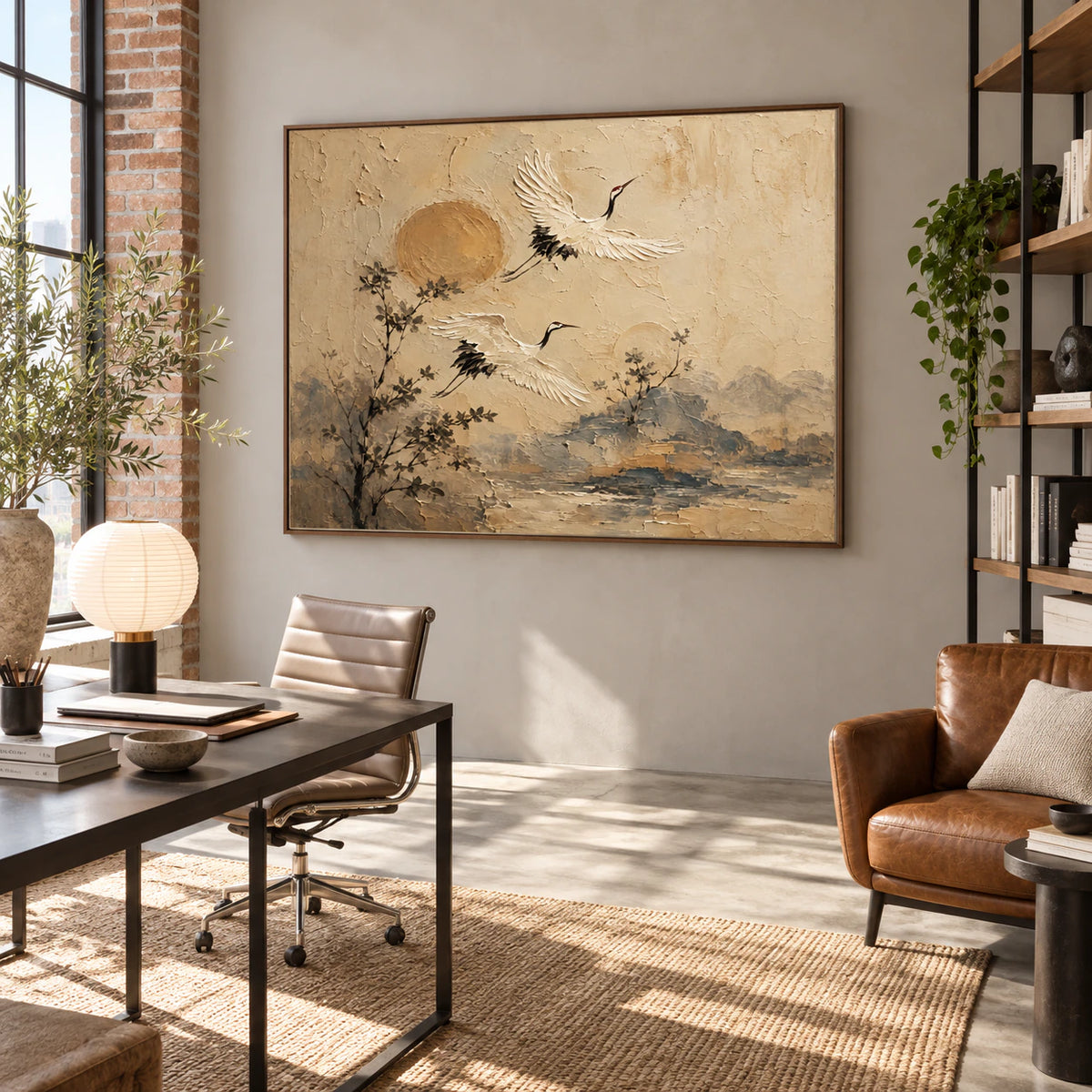 Crane-Reverie in an airy reading and home office space.
