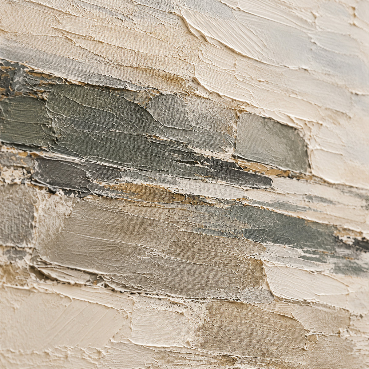 Drift-Estuary oil painting brushwork and impasto detail photographed from an oblique side angle