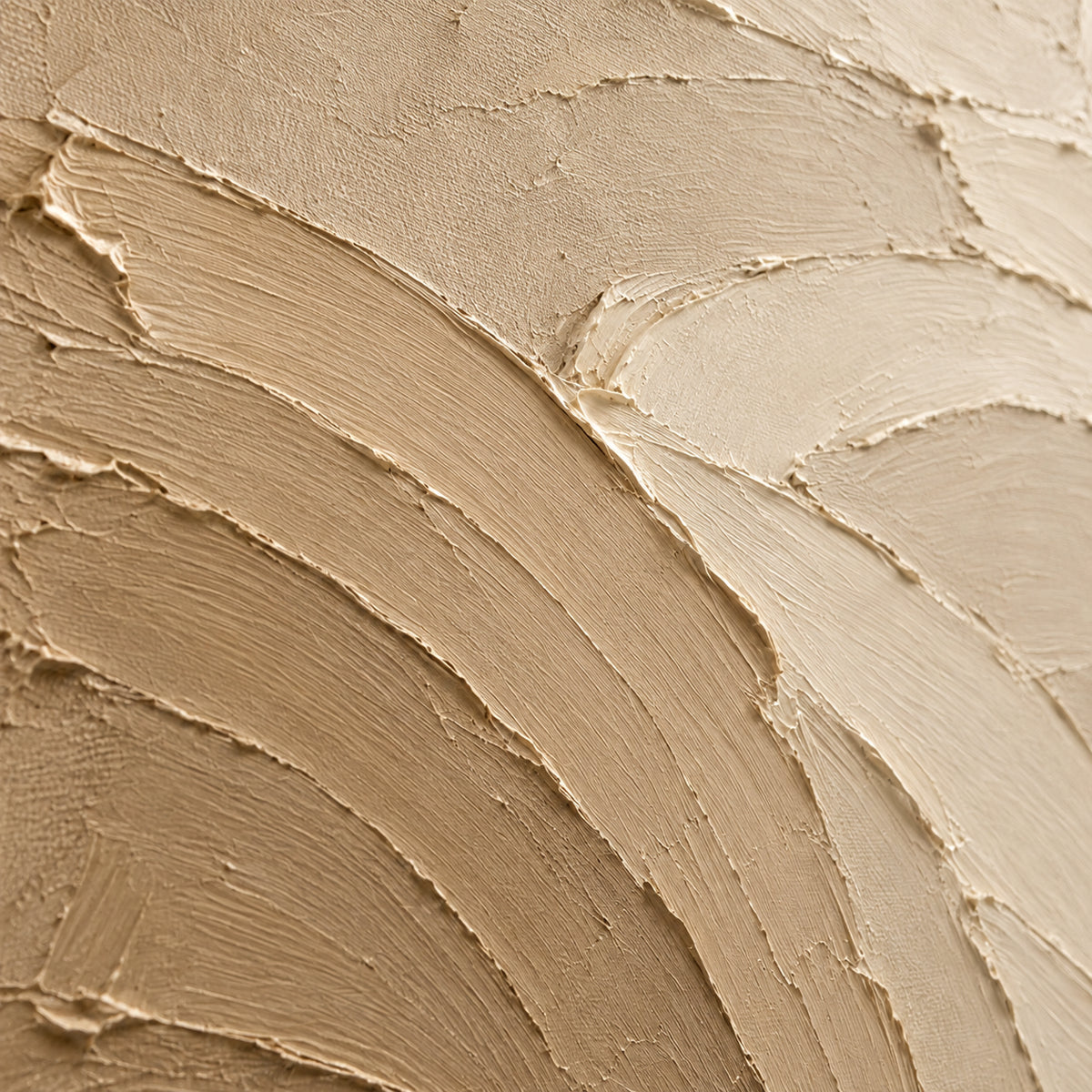 Dune-Arc oil painting brushwork and impasto detail photographed from an oblique side angle