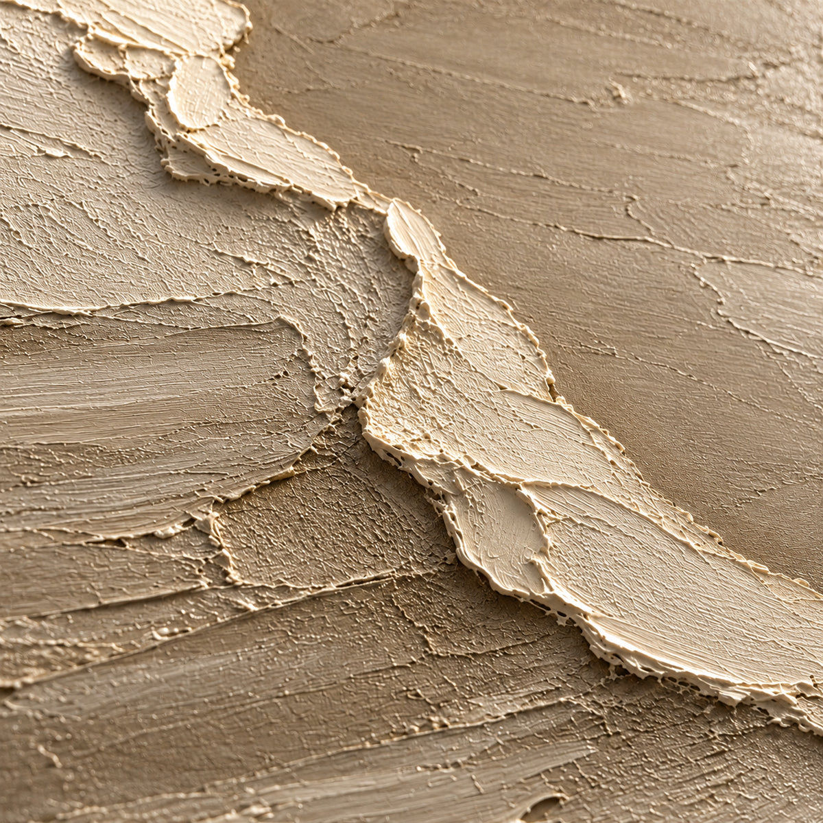 Dune-Contours oil painting brushwork and impasto detail photographed from an oblique side angle