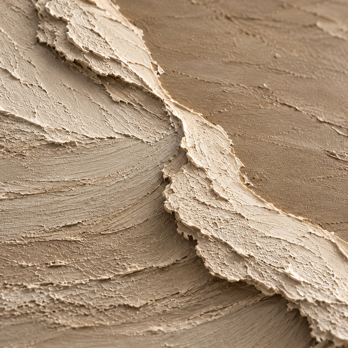 Dune-Escarpment oil painting brushwork and impasto detail photographed from an oblique side angle