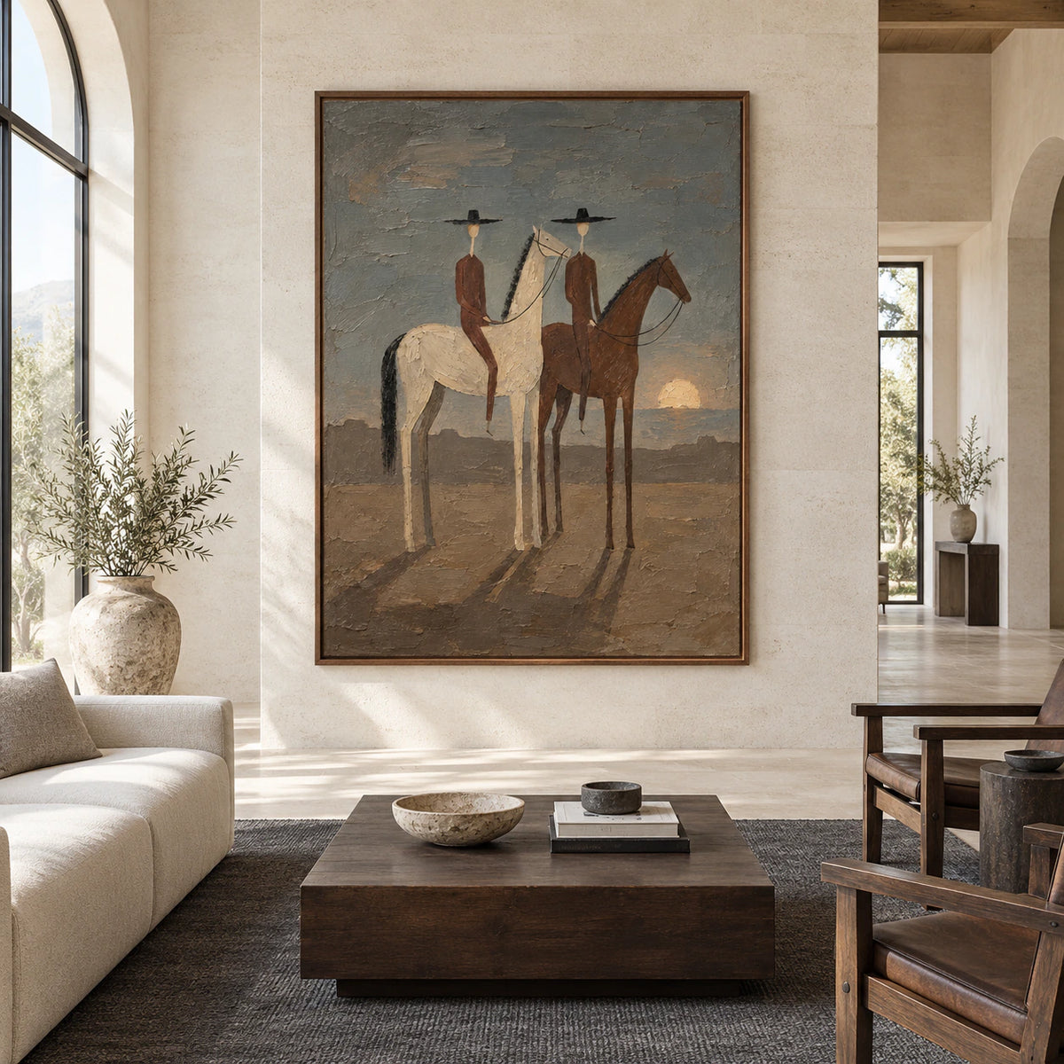 Dusk-Cavalry displayed at large scale straight-on in a bright, spacious architectural living room.