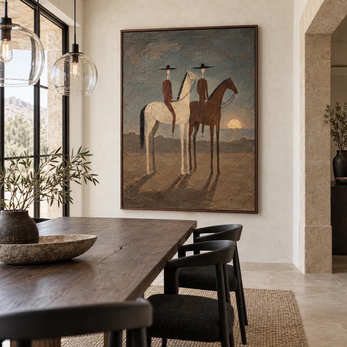 Dusk-Cavalry displayed prominently in a refined daylight-filled dining room.