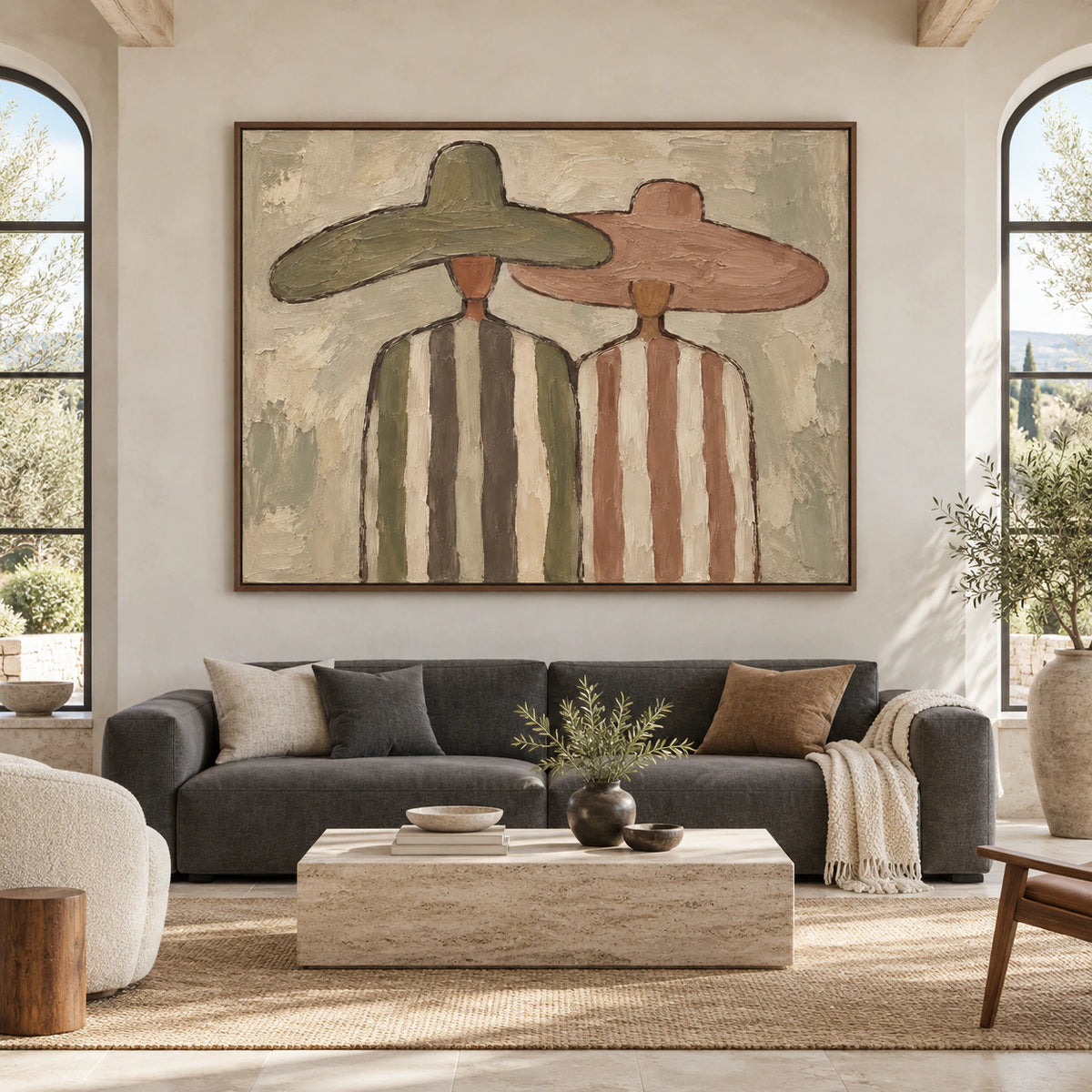 Earthen-Canopies displayed at large scale in a bright architectural living space.