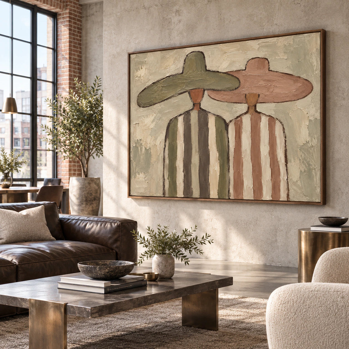 Earthen-Canopies displayed prominently in an expansive loft hospitality interior.