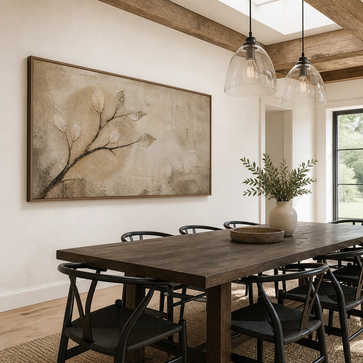 Earthen-Canopy at large scale in a refined daylight dining room.