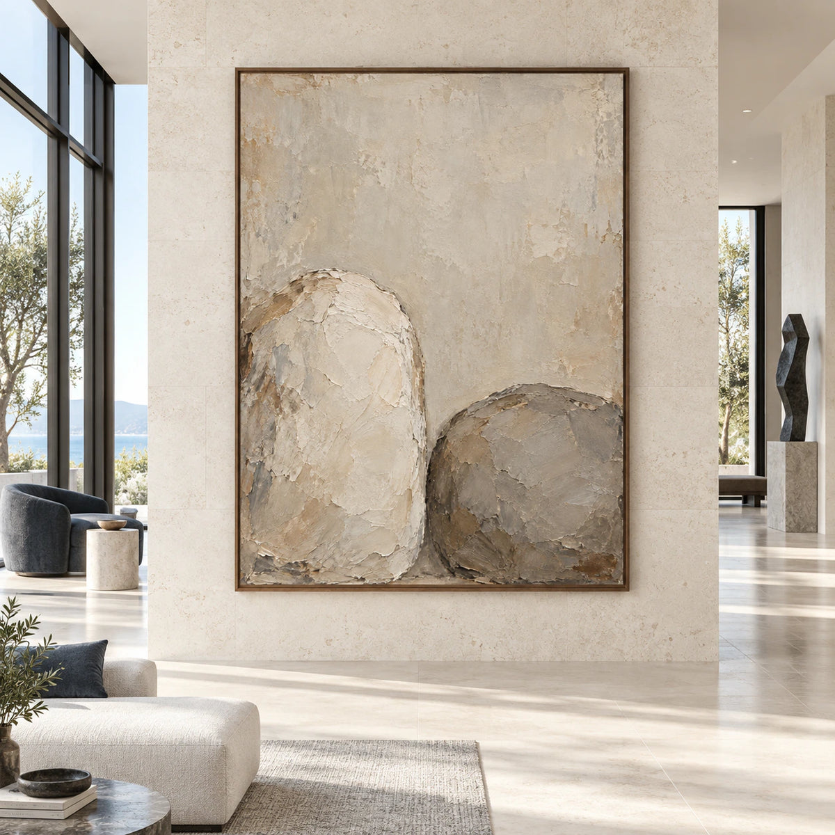 Earthen-Embrace displayed at large scale in a spacious light-filled architectural interior.