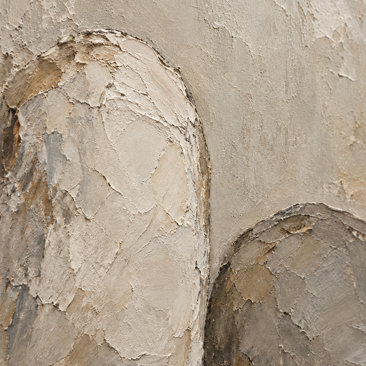 Earthen-Embrace oil painting brushwork and impasto detail photographed from an oblique side angle