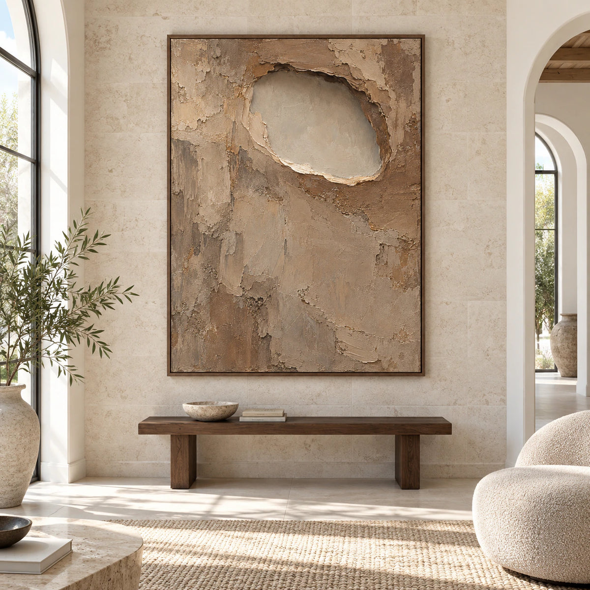 Earthen-Recess displayed at large scale, straight-on in a bright spacious interior.