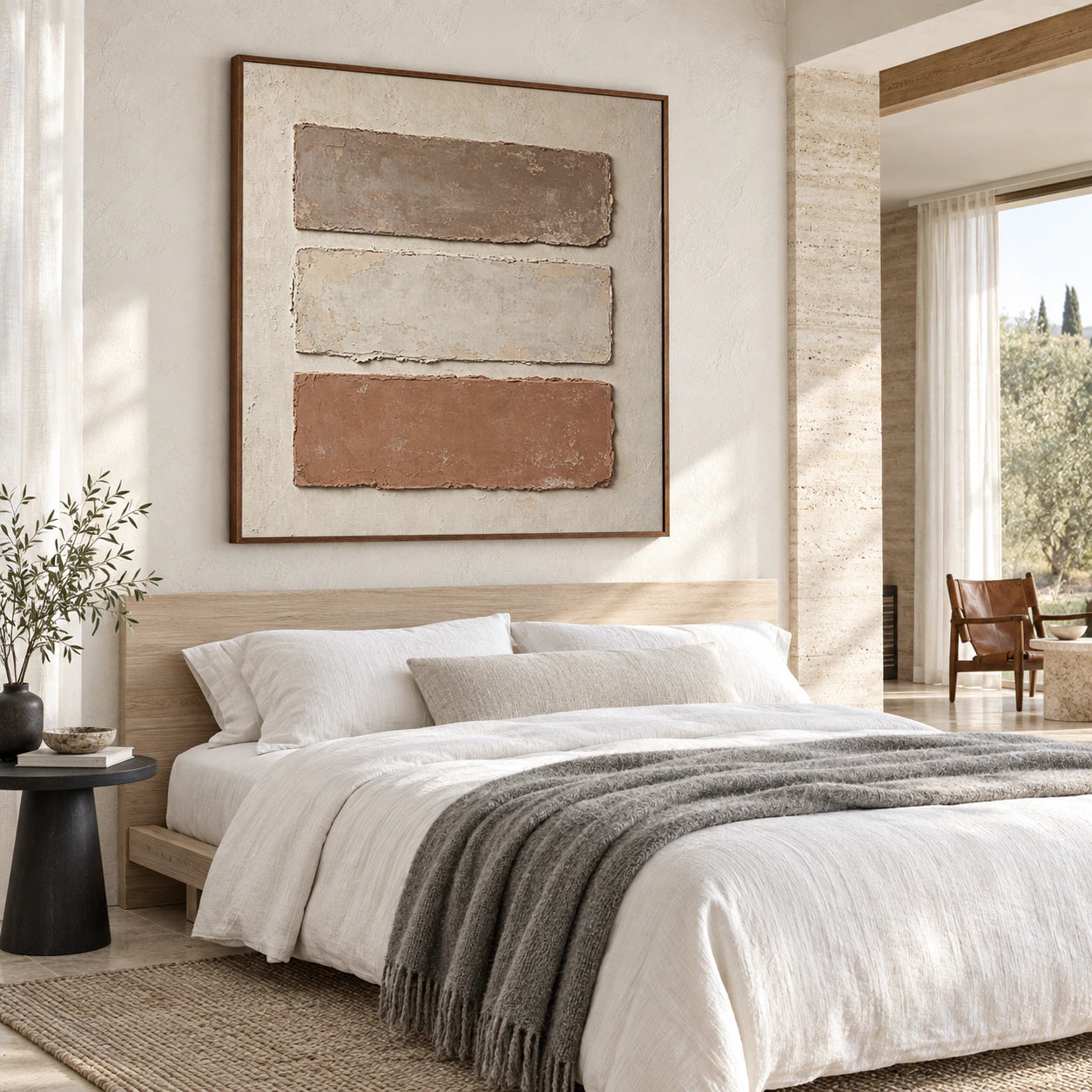 Earthen-Registers installed above a quiet bedroom headboard.