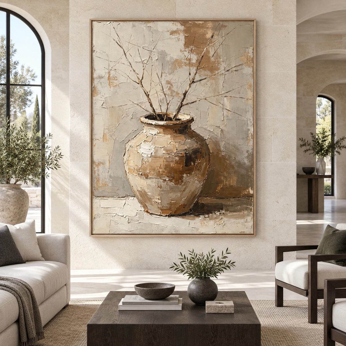 Earthen-Repose displayed at large scale, straight-on, in a bright spacious architectural interior.