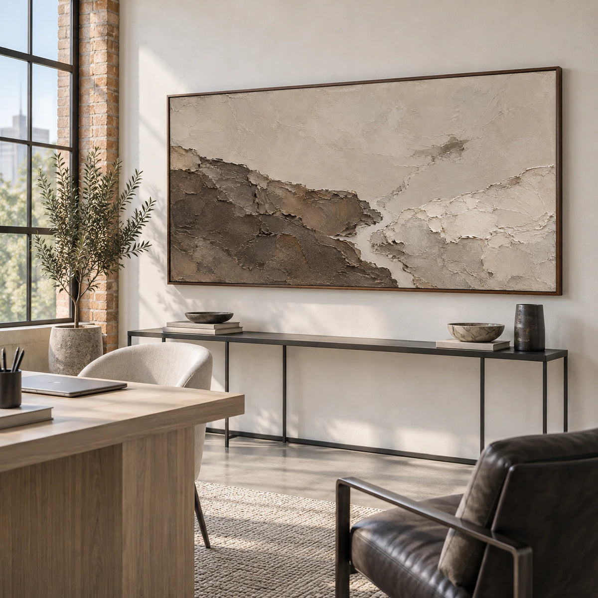 Earthen-Ridge in an airy reading and work space with clean daylight.
