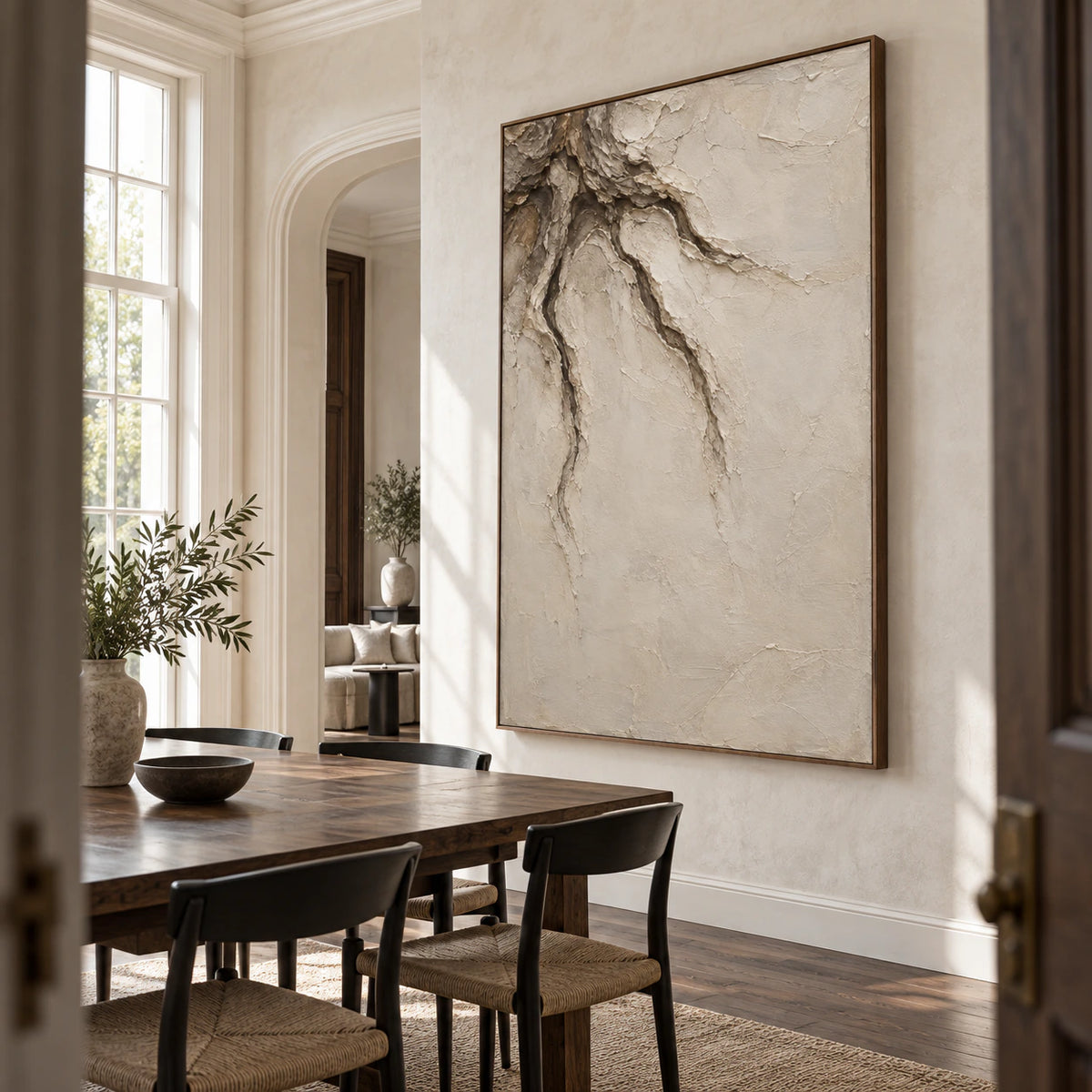 Earthen-Vein displayed above a refined dining setting in daylight.