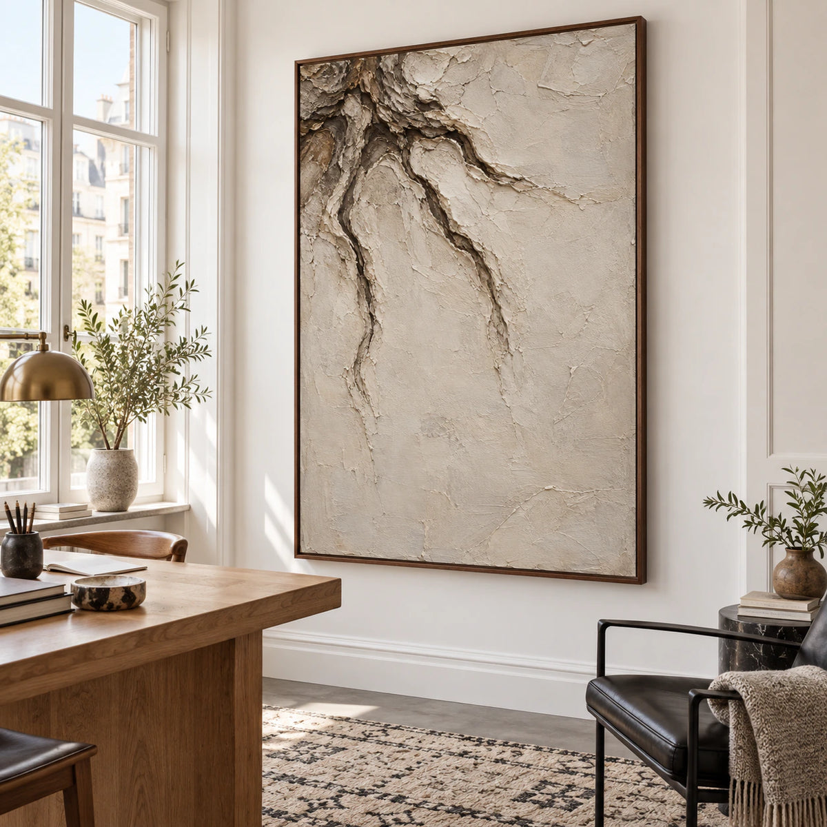 Earthen-Vein in an airy home office and reading space.